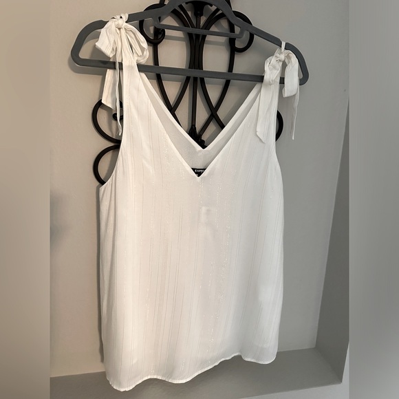 Express Tops - Express Cream with Metallic Gold Strips Top